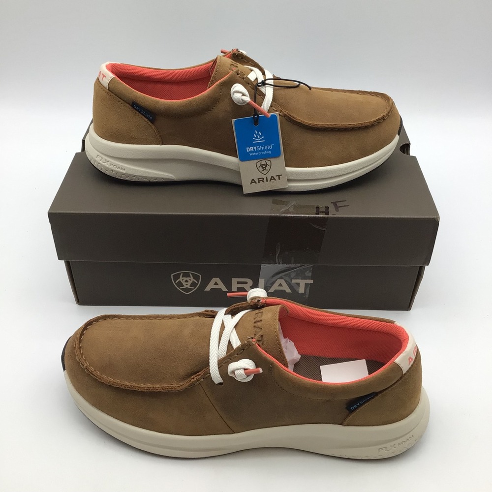 Ariat Buckeye H20 Weathered Honey Waterproof Suede Loafers Womens Size 8.5 NEW